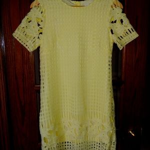 Molly Bracken, yellow, eyelet shift dress, size xs